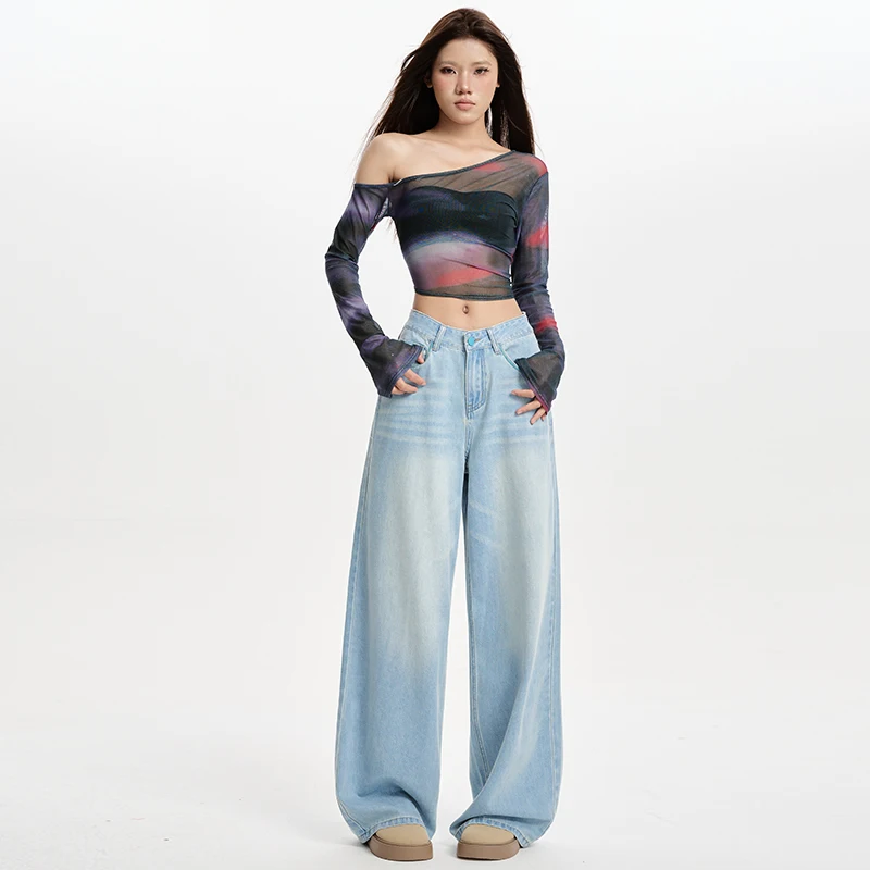 

Новая весенняя коллекция 2026: Женские брюки с широкими штанинами, прямые брюки, женские джинсы, длинные брюки, удлиненные модели