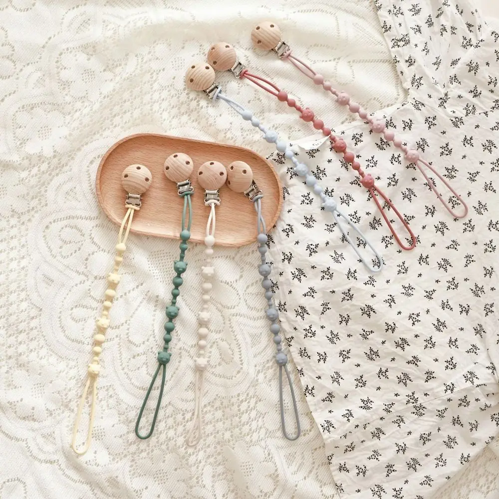 

Food Grade Silicone Baby Pacifier Clips Anti-drop Integrated Soother Clip Chain Durable Lightweight Pacifier Holder Chain