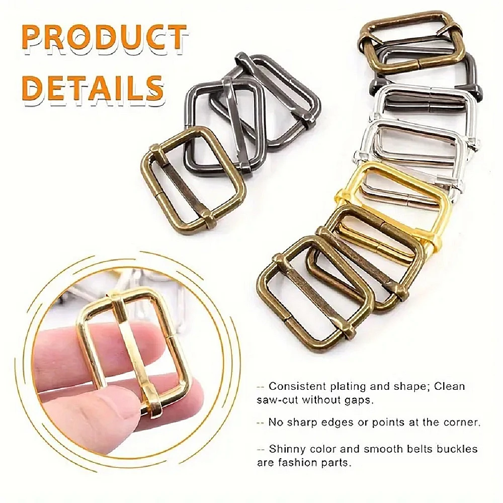 20Pcs/Pack Metal Slides Tri-Glides Wire-Formed Roller Pin Buckles Slider Adjuster Bag Strap Accessories 10mm-38mm view 4