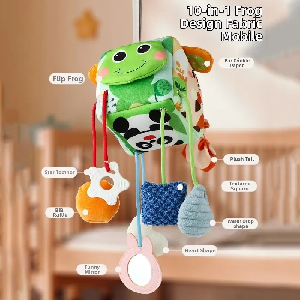 Creative Baby Animal Rattles Soft Crab-shaped Baby Pull String Toys Distorting Mirror Visual Development Stuffed Sensory
