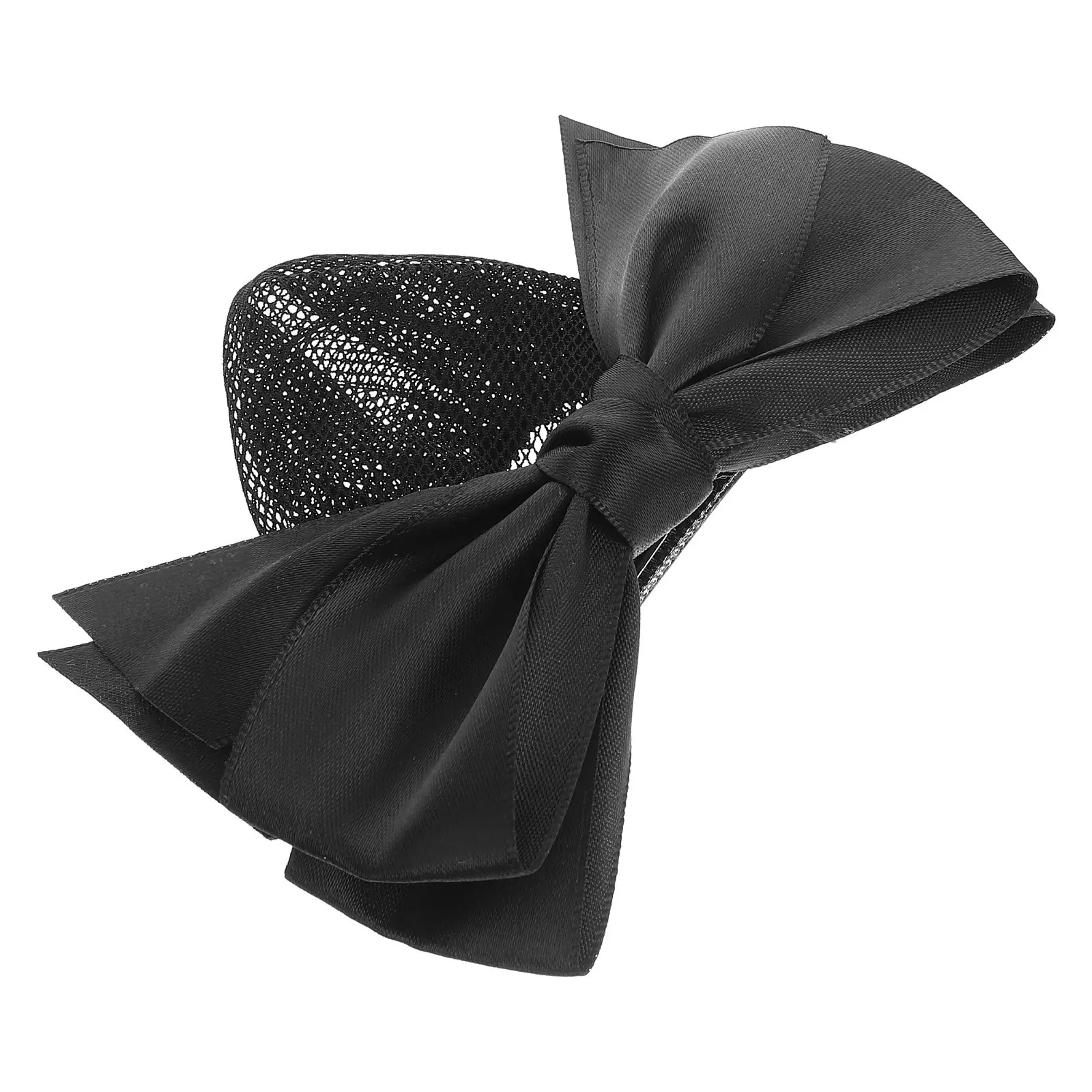 Black Bowknot Hair Net for Women Elastic Mesh Bun Cover Secure Fit Sleek Look for Office Business Meeting Formal Occasion