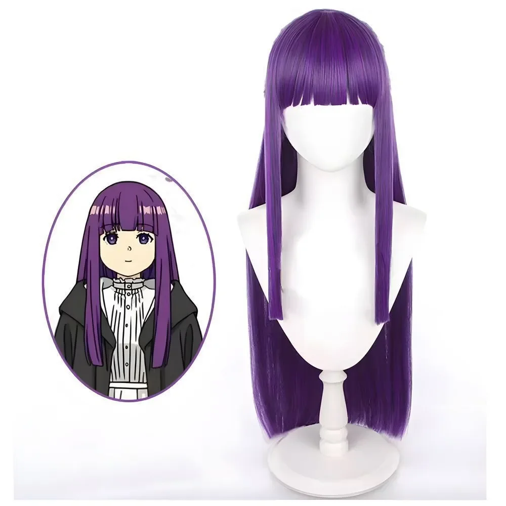 2026 Frieren Fern Cosplay Costume Purple Wig White Long Dress Black Coat Jacket Full Set Uniform Halloween Comic Con Outfits view 6