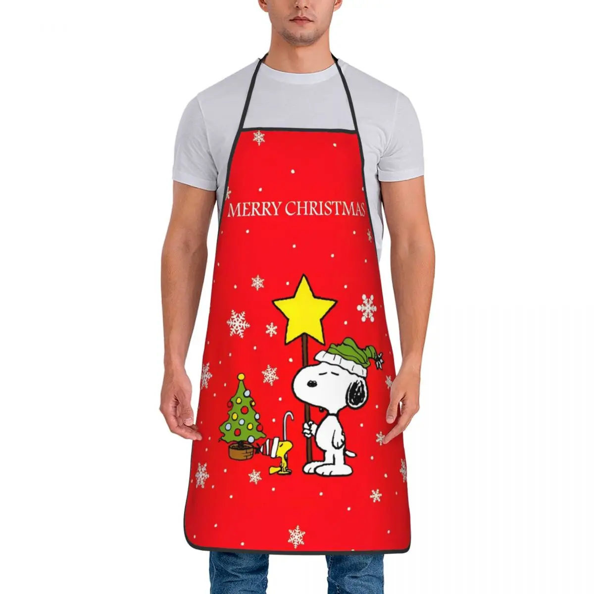 Cute Cartoon Snoopy Apron Household Cleaning Gardening Christmas Bibs Kitchen Waterproof Pinafore for Men Women