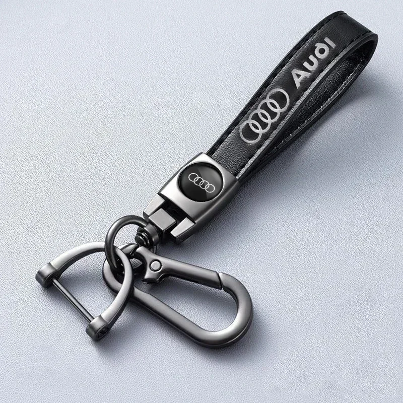 

1Pcs Car Metal Key Chain Fine Leather Emblem Key Ring For Audi RS Sline SQ7 S4 S6 S7 SQ5 A3 A4 A5 A6 A7 A8 A8L Q3 Q5 Q6 Q7 Q8 TT