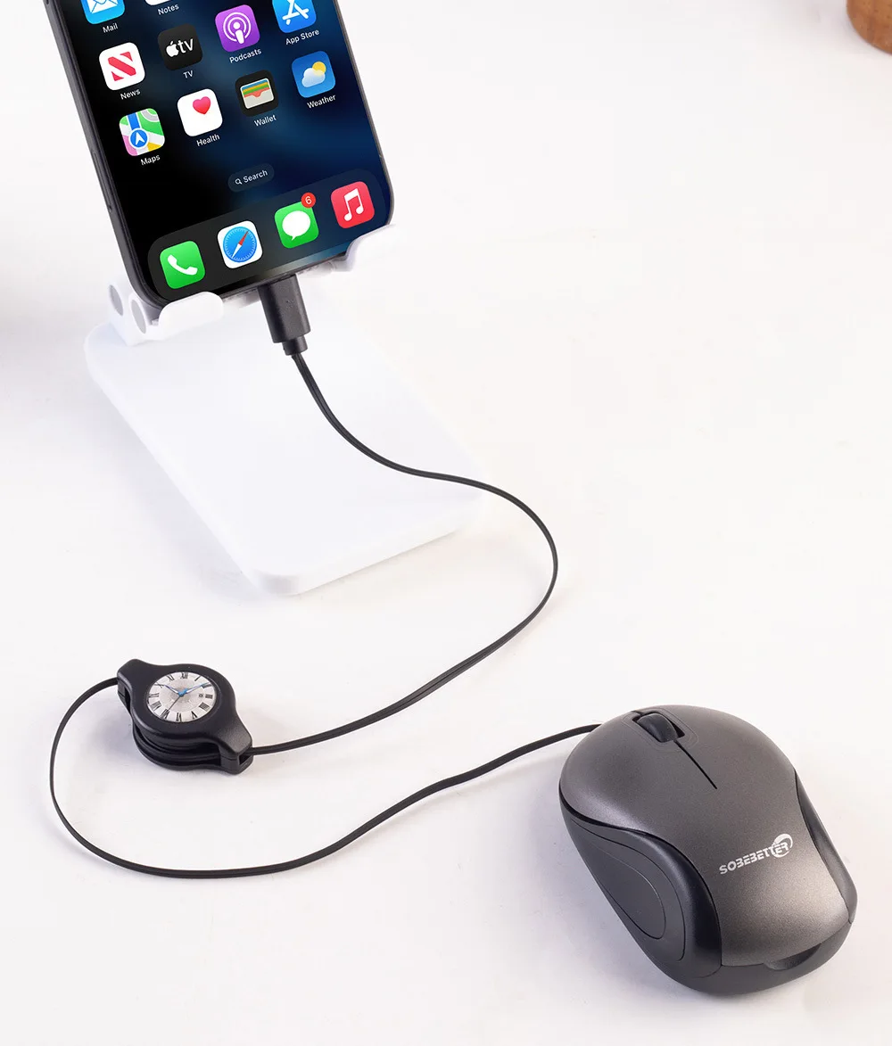 NEW Mute USB small mouse TYPE-C rollable cable children's mini mouse universal mobile phone tablet computer