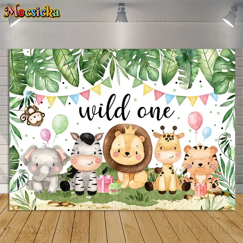 

Tropical Jungle Safari Photography Backdrop Kids 1st Wild One Newborn Baby Birthday Party Family Portrait Background Photo Shoot