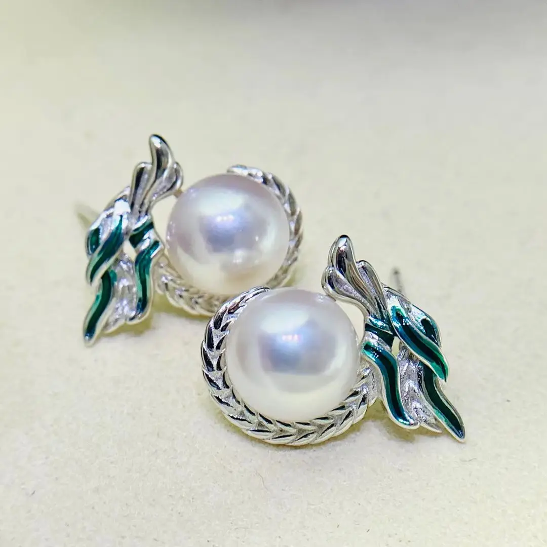 الجملة S925 فضة أقراط جبل النتائج إعدادات قاعدة تصاعد أجزاء ملحق ل 7-8 مللي متر اللؤلؤ 5 زوج/وحدة #2