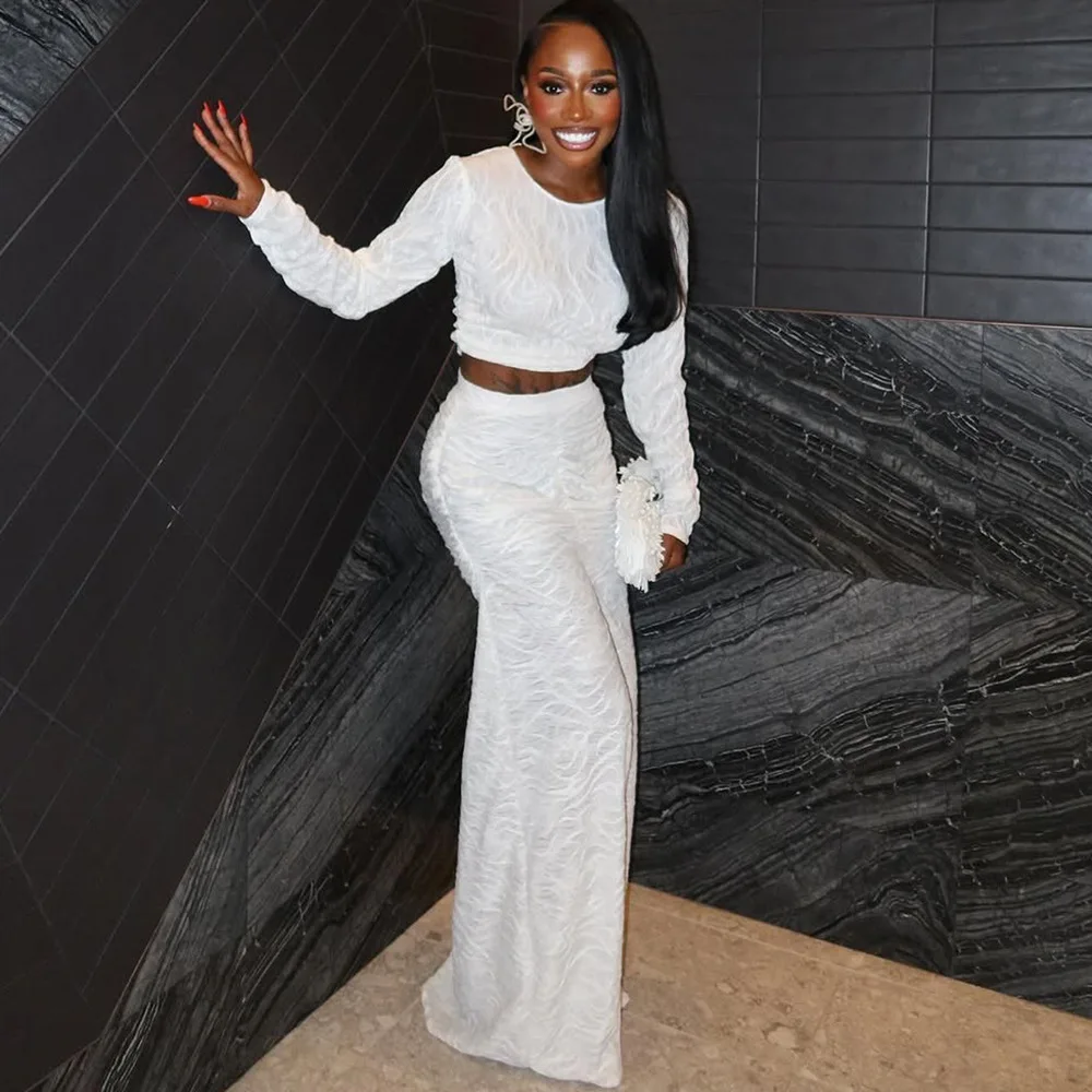 

2025 New Fashion Slim Solid Color Top + Skirt Sets Women Autumn Elegant Top With Hip-covering Long Skirt Two-piece Set For Women