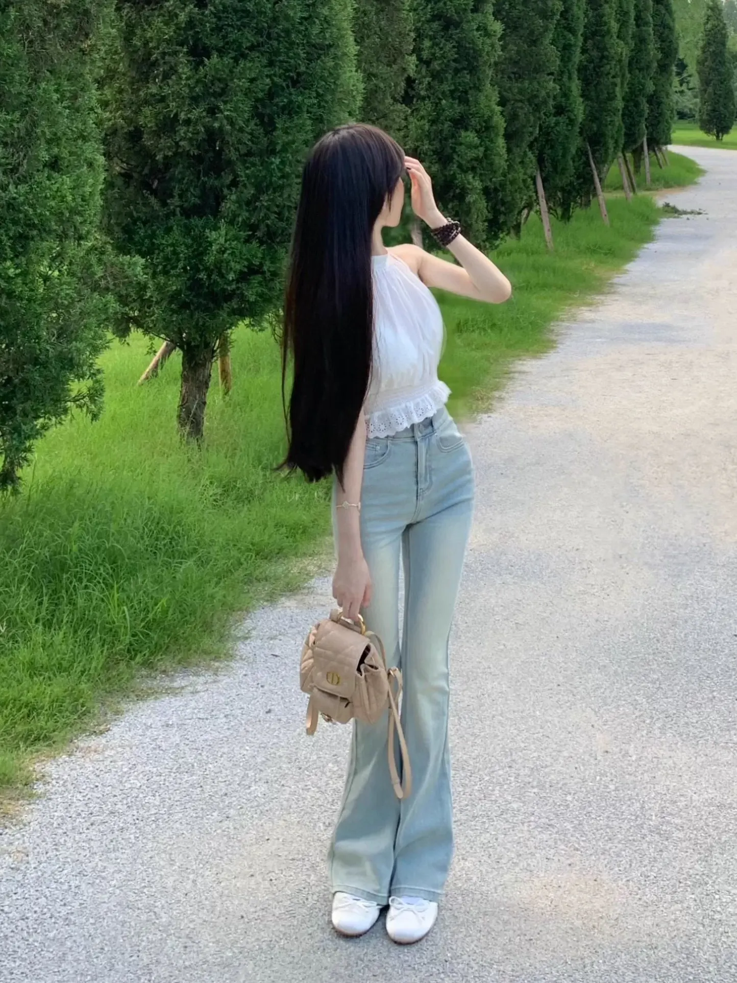 

Джинсы с высокой талией, расклешенные, из эластичного хлопка, с эффектом подтяжки ягодиц, универсальные, в корейском стиле, для женщин