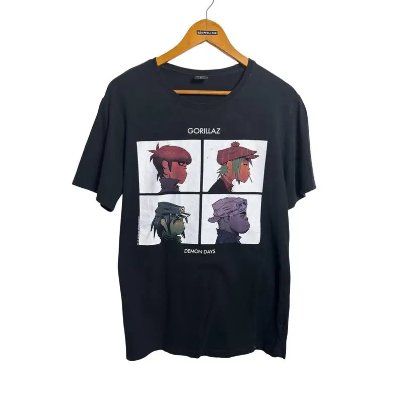 Gorillaz Virtual Band Demon Days 2D Noodle Russel Graphic T-Shirt Vintage Rock Music Print Unisex Streetwear Tee Y2K Clothes