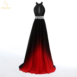 Bealegantom Sexy Halter Beaded Gradient Chiffon Prom Dresses Sequins Ombre Formal Evening Cocktail Party Gown Robes De Soiree