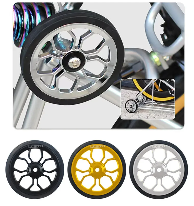 Litepro Folding Bicycle 3D Spider Easy Wheel 80mm Large Version Pushing Wheel Alloy Sealed Bearing Wheel With Screws