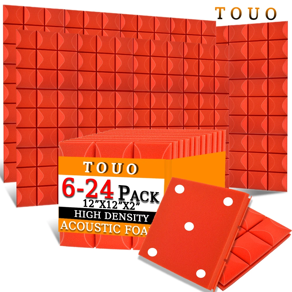 

TOUO Acoust Insulation Panel 6/12/24 Pcs, Studio Soundproof Foam Wall, Noise Protective Sponge Sound Absorption Treatment Panel