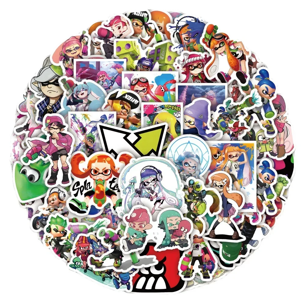 50Pcs Game Splatoon Stickers for Laptop Luggage Phone Car Scooter Funny Vinyl Waterproof Decal Sticker for Kids Children