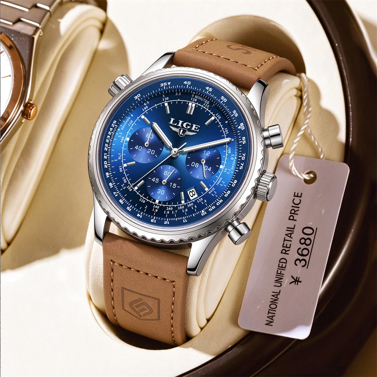 LIGE 2026Top Brand Men Watch Waterproof Luminous Date Chronograph Men's Quartz Wristwatch High Quality Sport Leather Man Watches