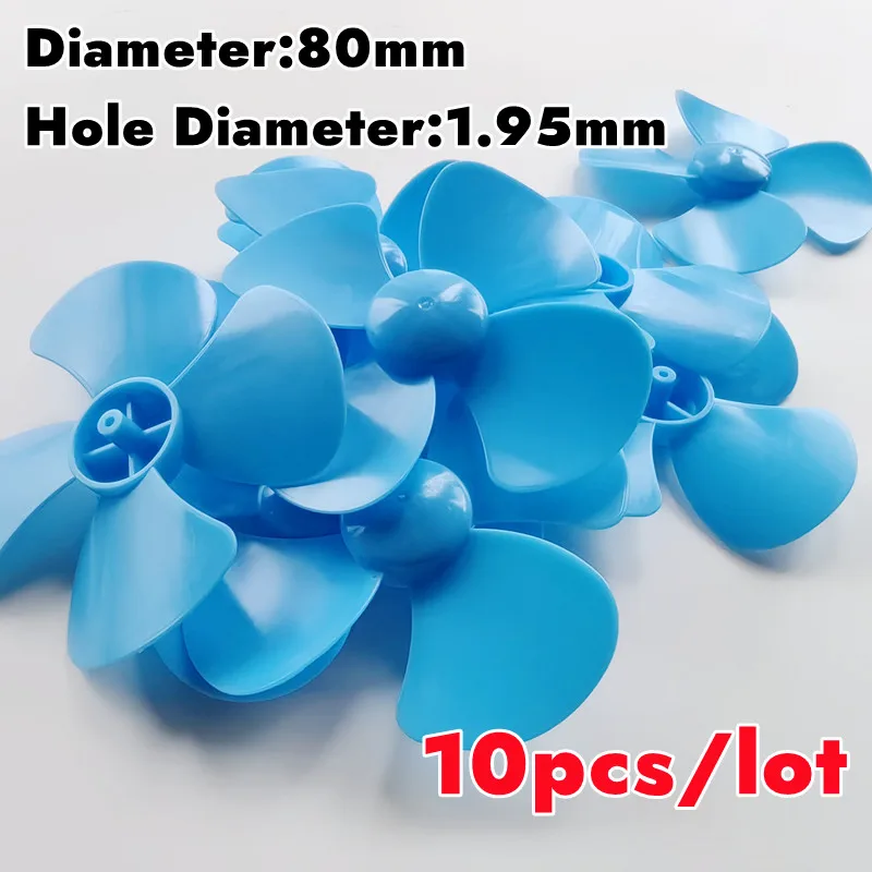 10pcs 80mm Four-blade Propeller Blue for Model Making Fit 2mm Motor Shaft DIY Fan Blade Boat Paddle Accessories High Quality