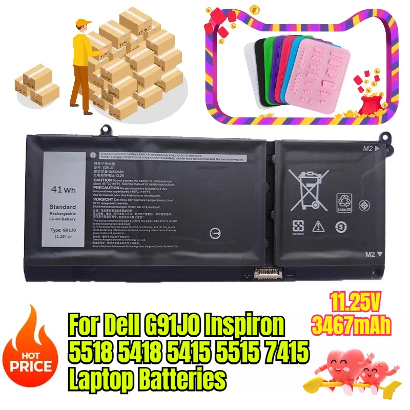 

11.25V 3467mAh for Dell G91J0 Inspiron 5518 5418 5415 5515 7415 Laptop Batteries