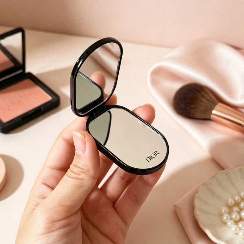 Portable Foldable Phone Stand With Mirror Function Stable Firm Attachment Not Easy To Fall Off Ideal For Anytime Makeup Touch‑Up