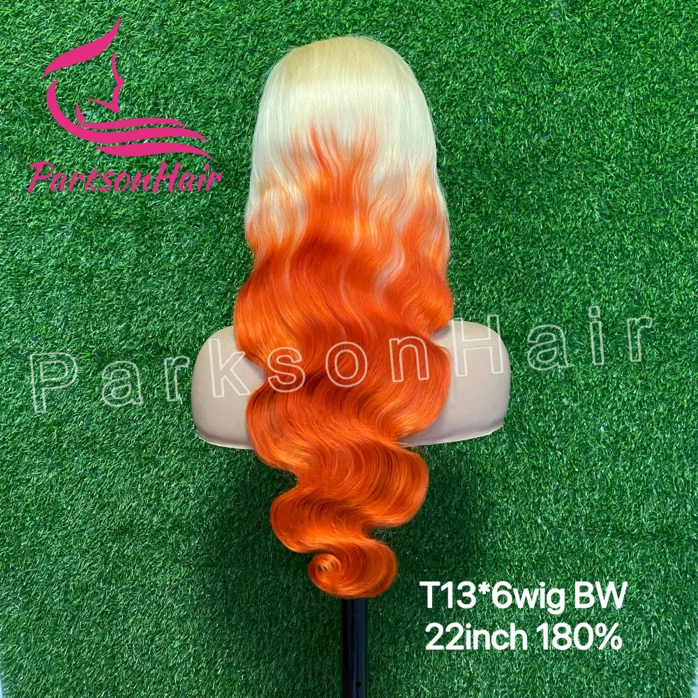 Ginger Orange Glueless Wig 13X6 HD Highlight Lace Front Wig Wave Curly Hair 13X4 Blonde Gradient Orange Lace Front Wig Women image 2