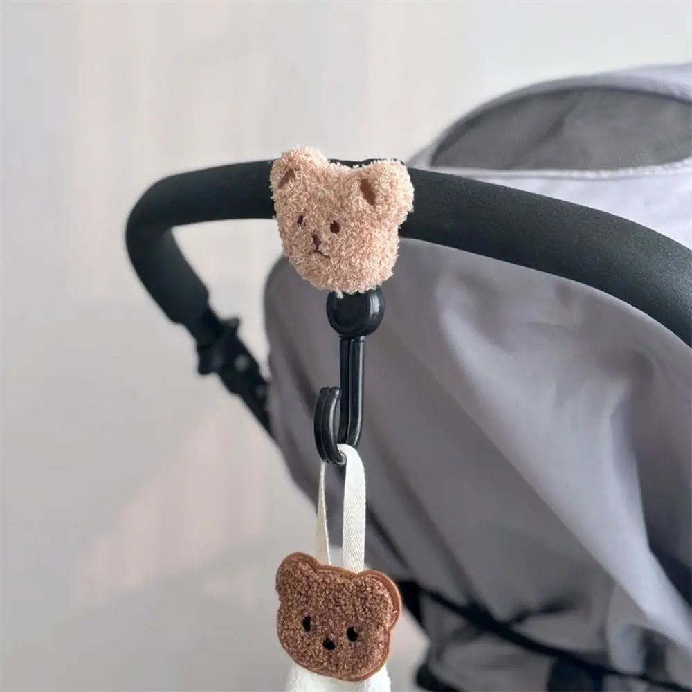 Crochet multifonctionnel durable en forme d'ours pour poussette de bébé, double autocollant magique, accessoires de vélo