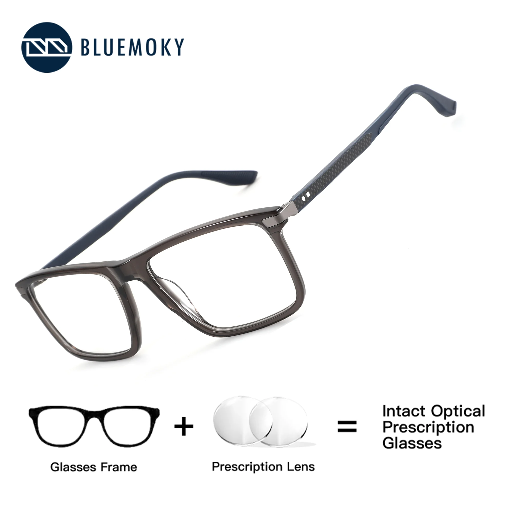 

BLUEMOKY Men Square Acetate Prescription Eyeglasses Photochromic Anti Blue Light Myopia Optical Eyewear