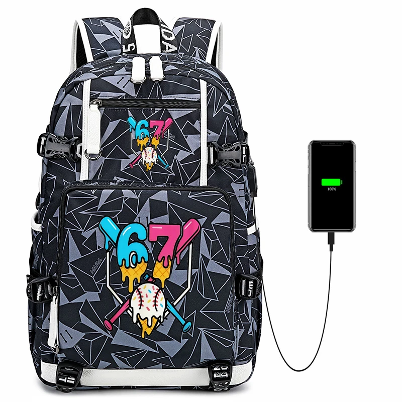 Six Seven Baseball Ice Cream Print Backpack,Laptop School Bag, Trendy Fashion Casual College Bookbag,Travel Backpack for Student