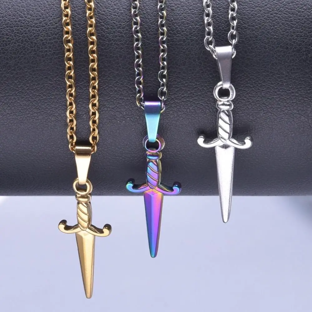 Stainless Steel Sword Pendants New Light Luxury Vacuum Plating Necklace Hypoallergenic Niche Charm