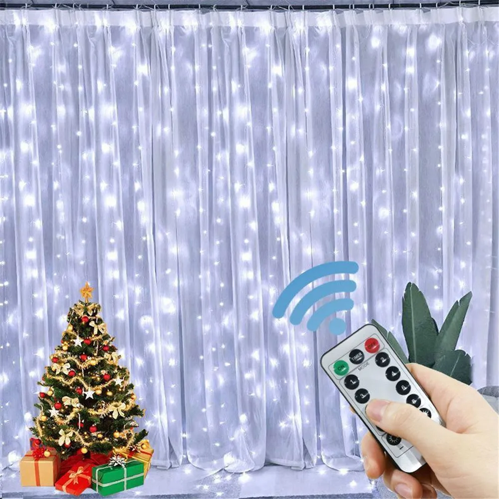 Guirnalda de luces LED con Control remoto para decoración del hogar, cortina de luces USB de 3M, para año nuevo, Navidad, dormitorio y ventana, 2025