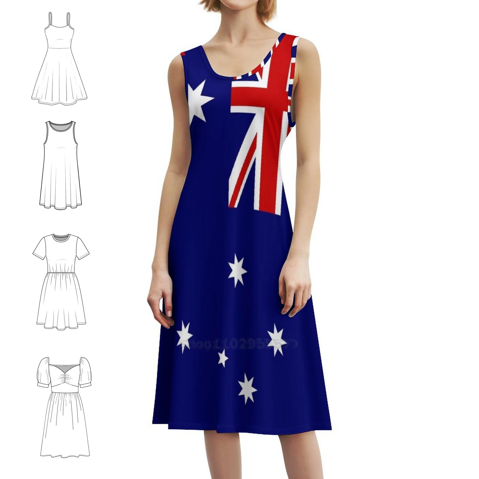 

Australia Day Women's Streetwear Party Dress Trendy Print Club Clothing For Female Australia Aussie Australian Australia