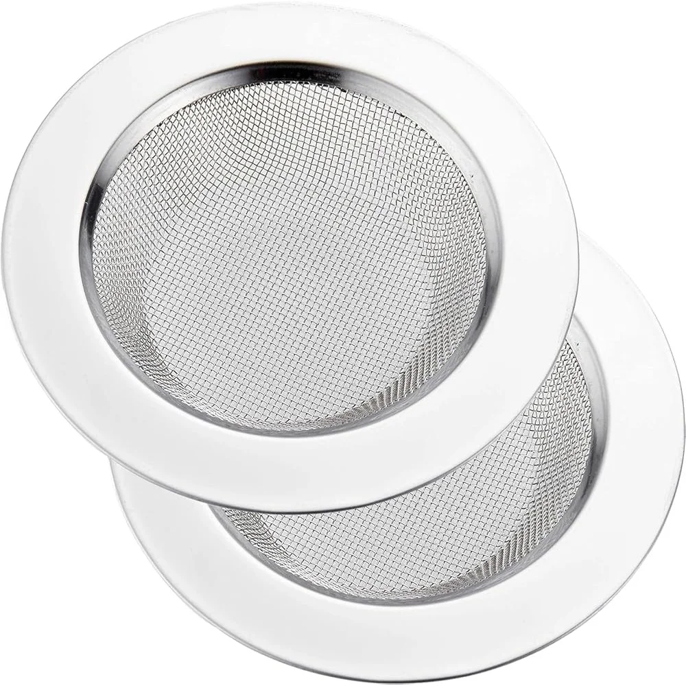 2 PCS Stainless Steel Kitchen Sink Strainer Drain Filter Anti-Clogging Micro-Perforation Dishwasher Safe Durable Rim 4.5 Inch