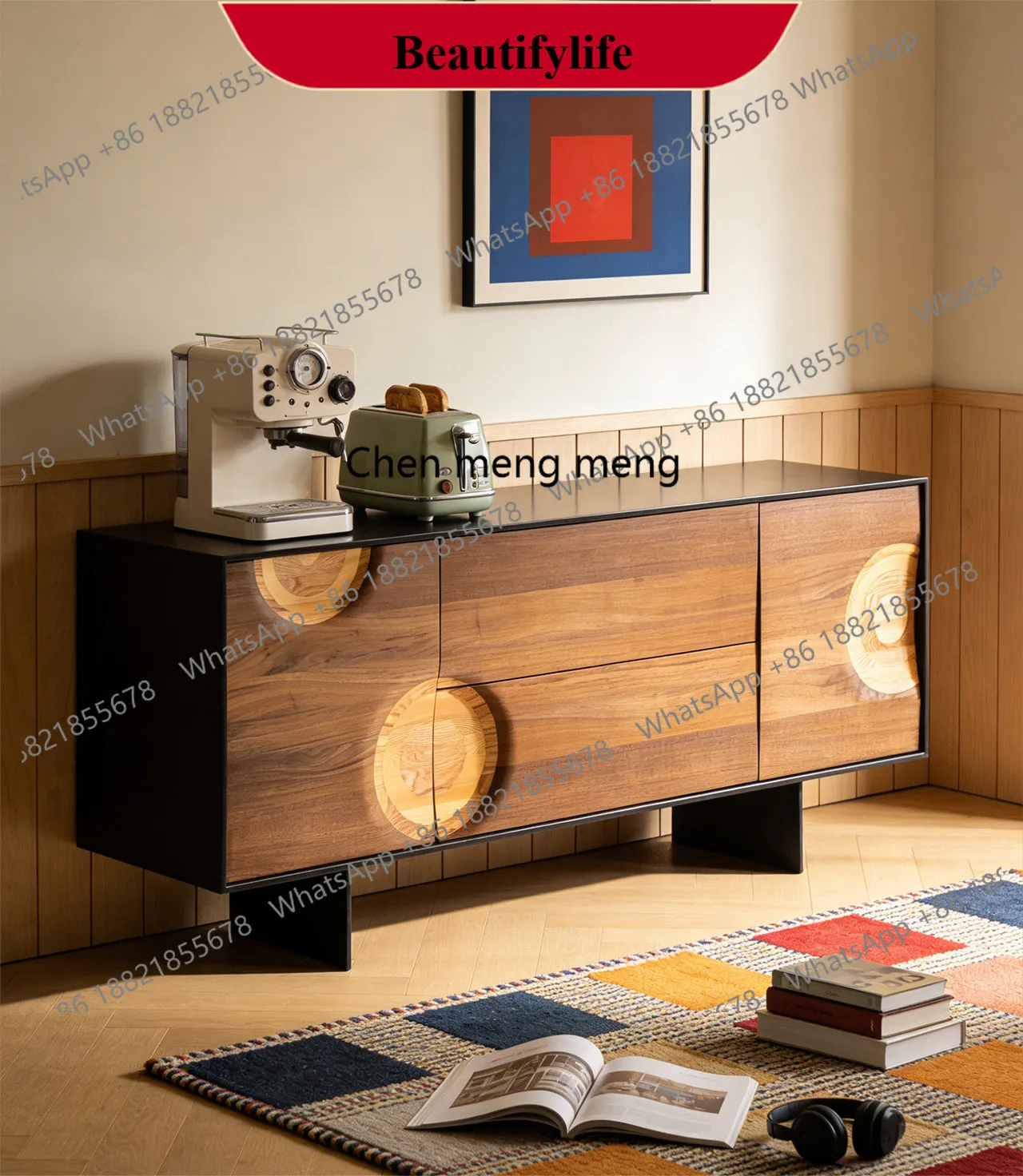 

z183 Minimalist concept/Star ring dining side cabinet/French retro solid wood cabinet storage, medieval side cabinet