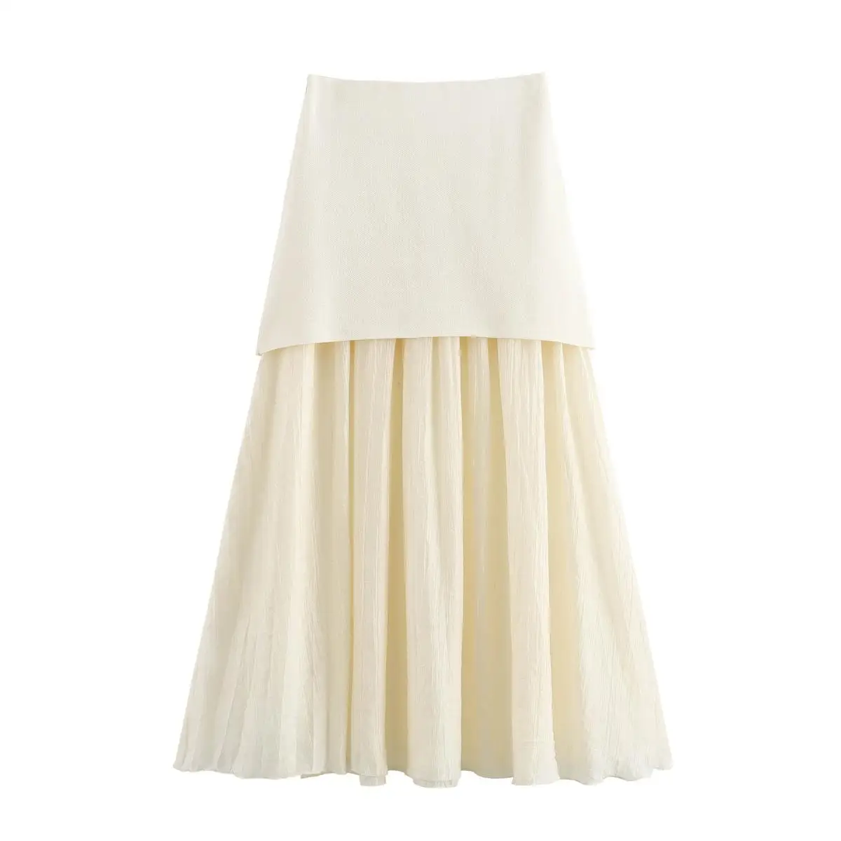 Gold Knitted Vest And Small Folded Splicing Skirt Set Women's Faion Summer Outfit Tee-Piece Set No Brand Registered Trade...