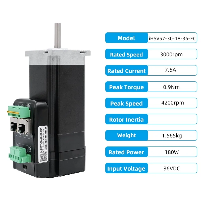 JMC Ethercat Servo Motor Nema23 180W 36V Integrated Easy Motor 3000RPM 7.5A IHSV57-30-18-36-EC for CNC Kit Engraver & Cutting