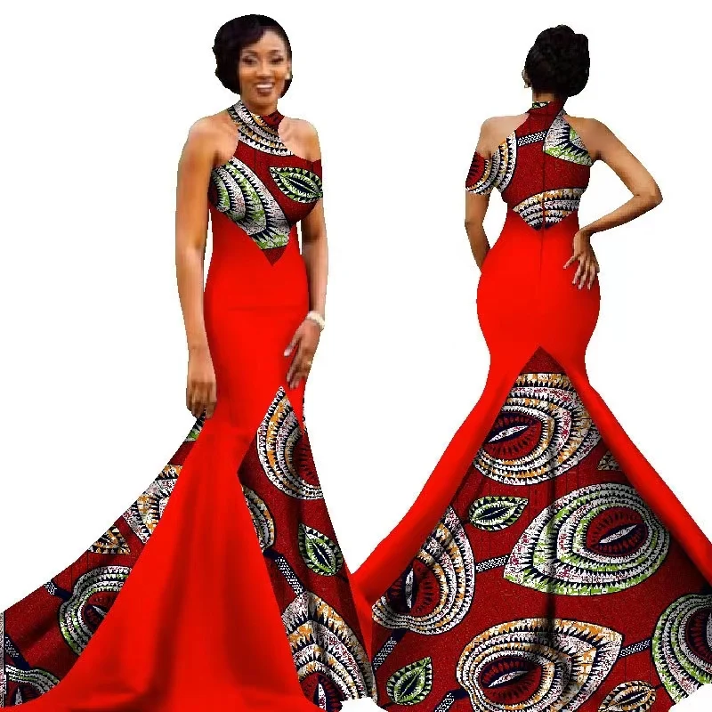 

Mermaid African Dresses New Arrival Sleeveless Floor Length Women Formal Occasion Dress Africa Evening Gowns for Women Wedding