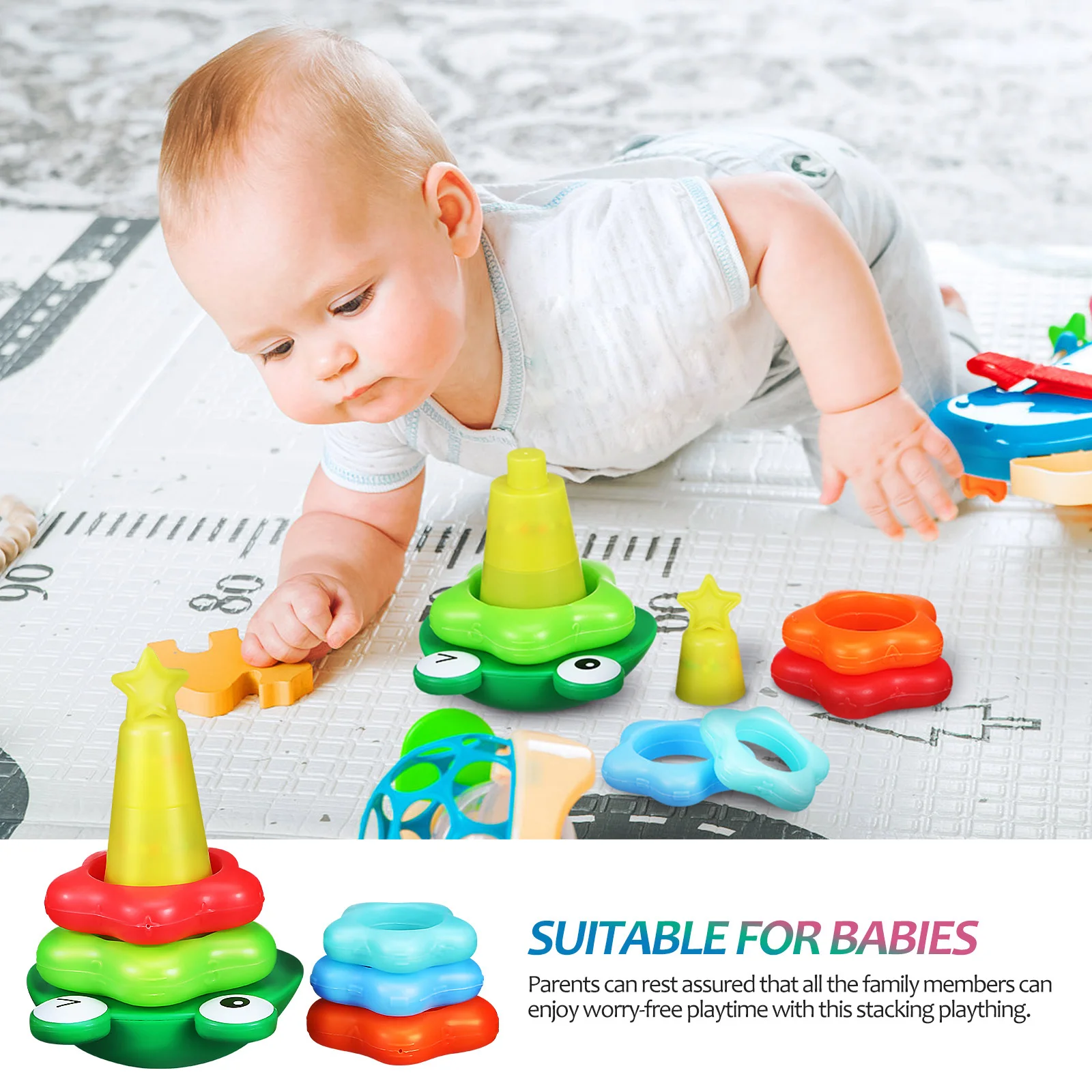 

Adorable Tumbler Plaything for Children Large Size Stack and Play Learning Ring Interactive Cognitive Development