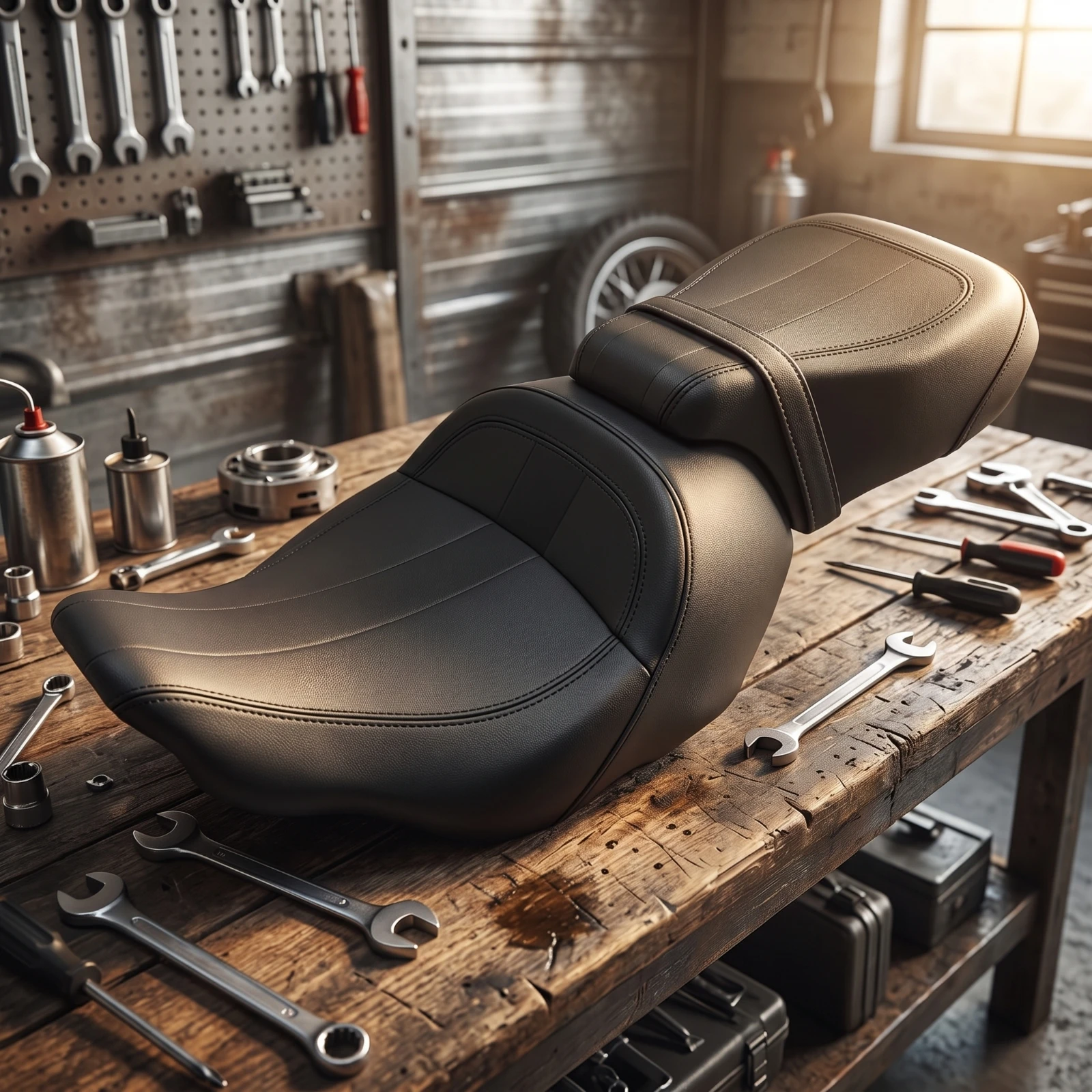 Two-up Motorcycle Seat Stepped Motorcycle Seat with Passenger Pad Complete Saddle Premium Long-Lasting for Touring Riders