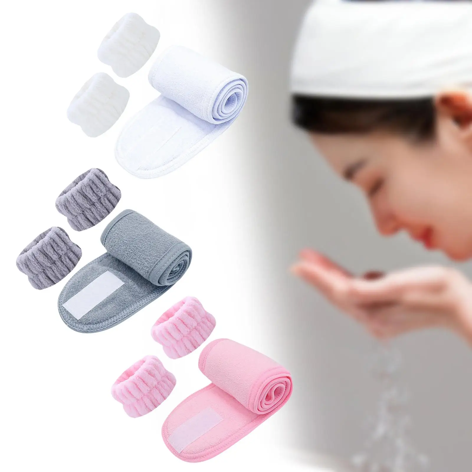 3-teiliges SPA-Stirnband-Set für Gesichtswasch-Stirnband und Armband, starke Wasseraufnahme