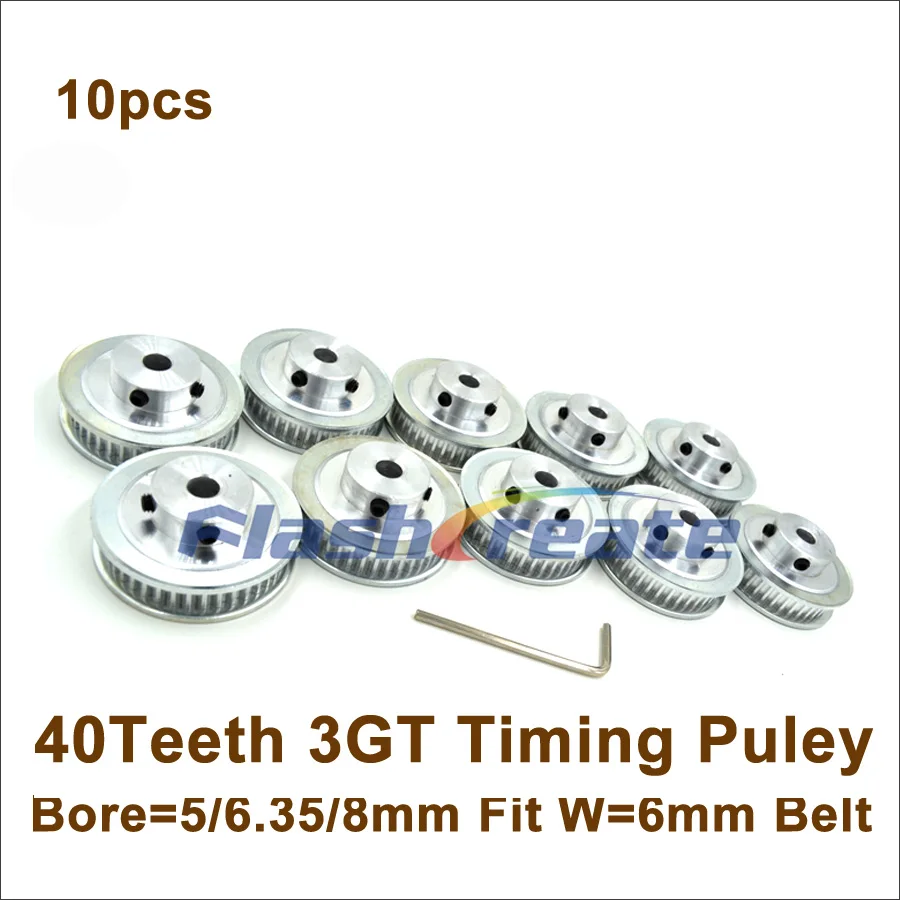 

POWGE 40 Teeth 3GT Timing pulley Bore 5/6.35/8mm Fit 3GT Timing Belt W=6/9mm 3D Printer Parts 40Teeth 40T GT3 Timing Belt Pulley