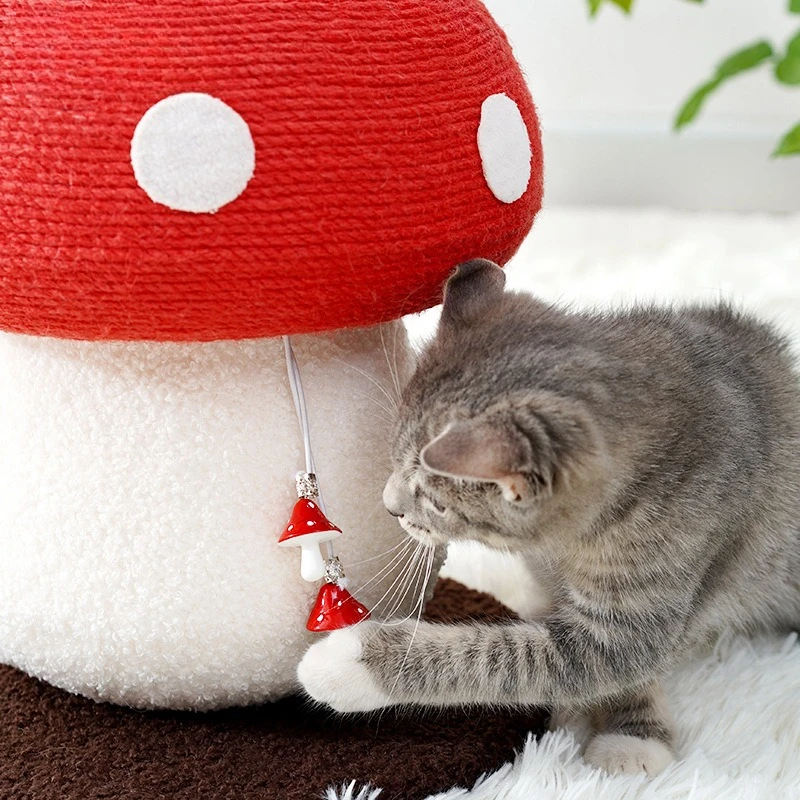 Árbol rascador para gatos con diseño hongo rojo y bola de sisal - imagen 3
