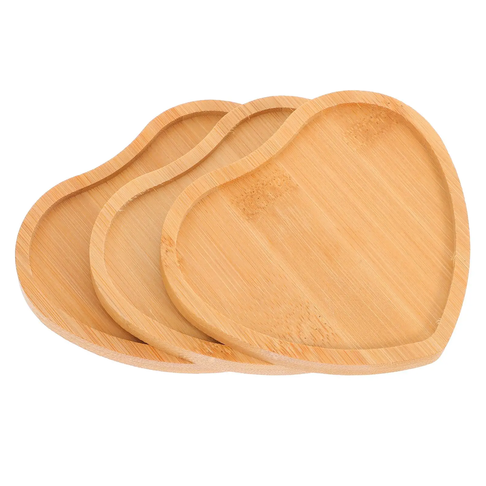 

3 Pcs Heart Shaped Plates Bamboo Tray Serving Platter Fruit Dishes Creative Design Valentine Snack Plates Party Home Kitchen