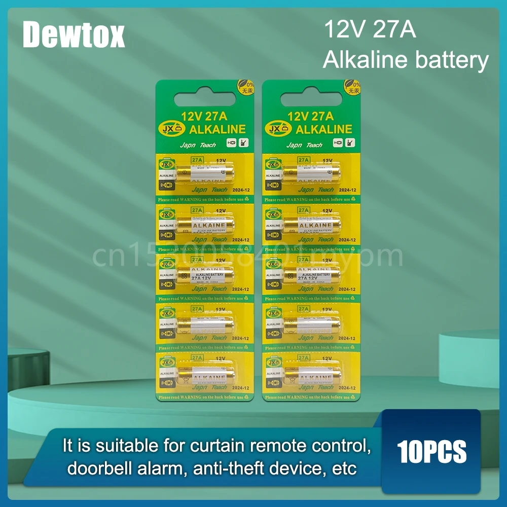 10pcs 12V 27A A27 Alkaline Battery MN27 MS27 GP27A A27 L828 V27GA ALK27A A27BP K27A VR27 R27A 27A Battery for Toy, Clock, Razor