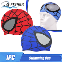 1 pcs Kids Swim Cap Comfortable Elastic Durable Silicone Swimming Cap Cute Cartoon Design For Girls And Boys Children Youths