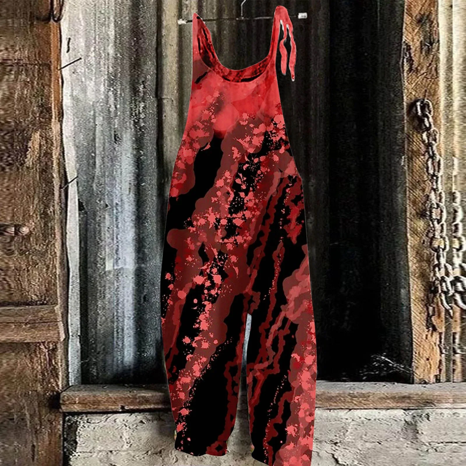 

Women's Halloween Blood Printed Jumpsuit Fashion Trend Gradient Tie-Dye Strap Gothic Style Rompers Summer Daily Cosplay Costume