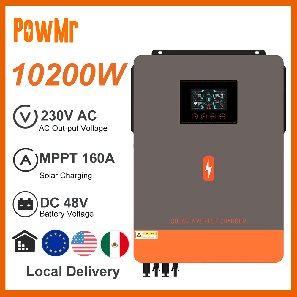 

10200W On-Grid/Off-Grid Pure Sine Wave Hybrid Inverter Built MPPT 160A Charge DC 48V 230VAC Daul PV InPut for Solar Panel System