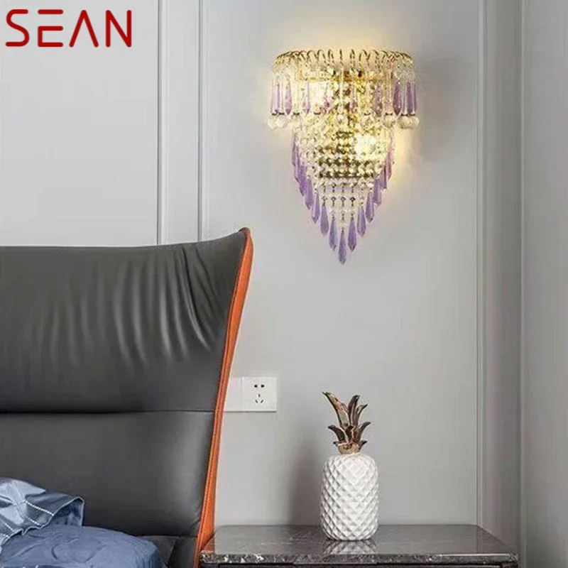 SEAN Contemporary crystal  Wall Lamp Indoor Art Living Room Bedroom Bedside Lamp luxurious Hotel Corridor Hallway Wall Lamp