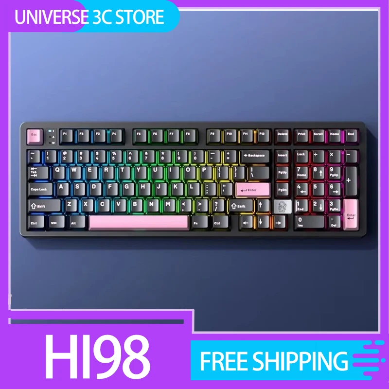 LEOBOG Hi98Pro Mechanical Keyboard Three Mode Aluminum Alloy Hot Swap Wireless Gasket PC Custom Gaming Mechanical Keyboard Gifts