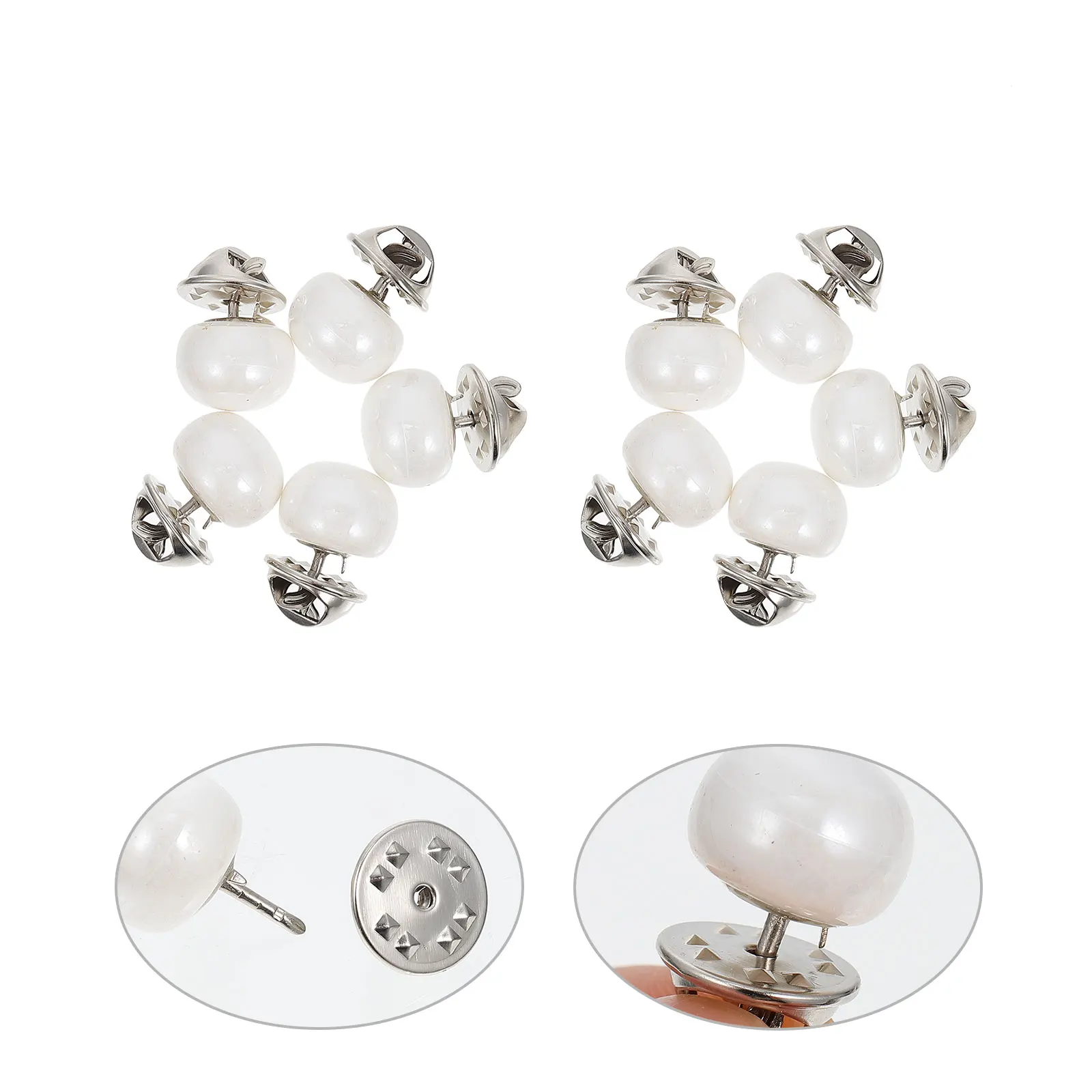 

10 Pcs Brooches for Women Invisible Snaps Sleeve Pin Mini White Metal Women's