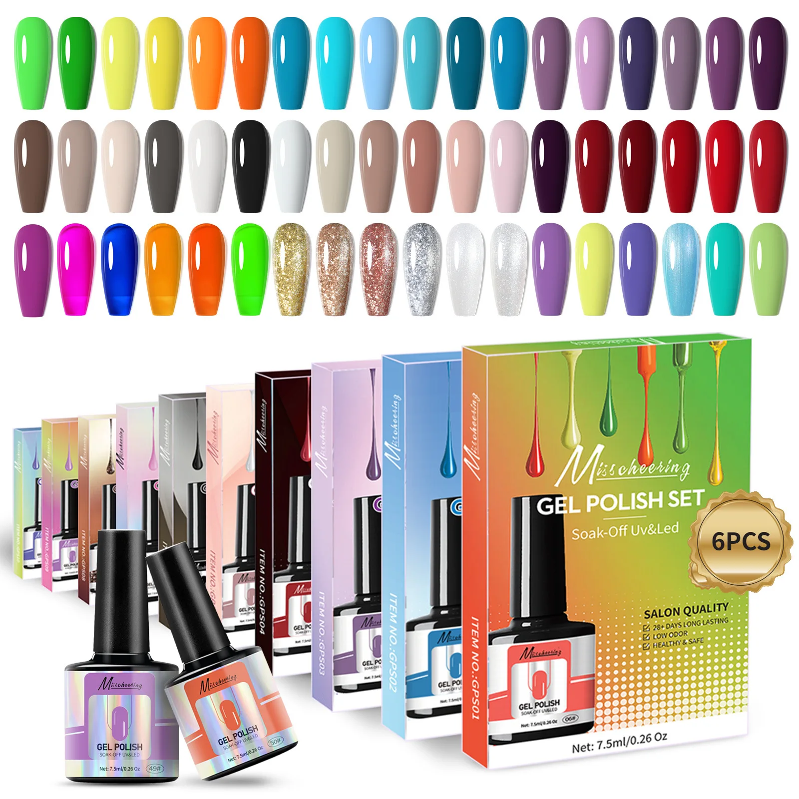 6pcs Nail Gel Polish 7.5ml Popular Color Rubber Base Coat Semi Permanent Pastel Varnish French Gel Nail Gellack Manicure Design