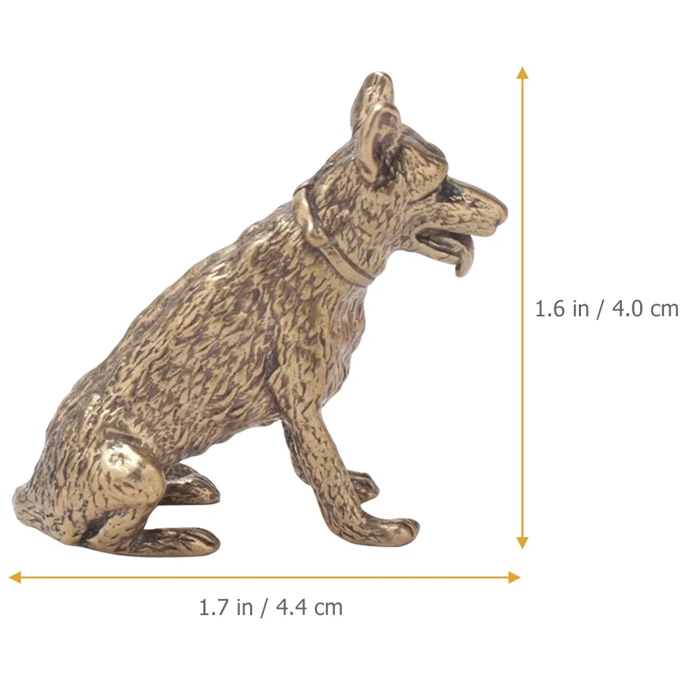 Exquisite Brass Wolf Dog Statue Unique Desktop Ornament Creative Decor Brass Wolf Dog Statue Miniature Animal Decor
