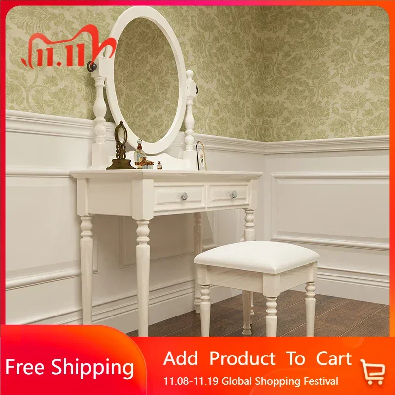 

Stool Luxury Dresser Eithe Drawers Brown Nordic Modern Women Storage Dressing Table Hotel Wooden Comoda Pra Quarto Furniture